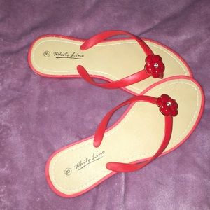 RED FLOWER SANDALS